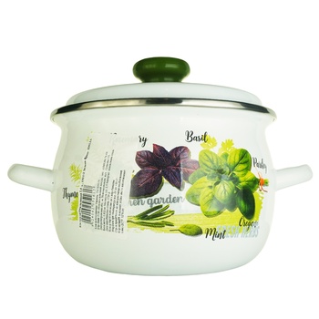 Idilia Green Fresh Spherical Enamelled Casserole with Steel Lid 2.5l - buy, prices for Auchan - photo 1