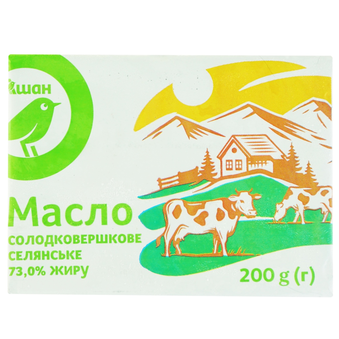 

Масло Ашан сладкосливочное крестьянское 73% 200г