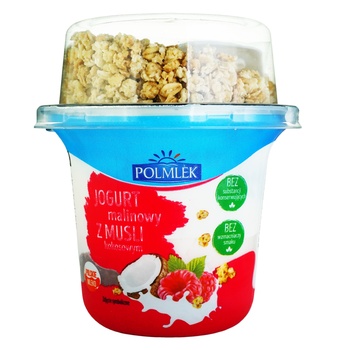 Йогурт Polmlek малина з кокосом та мюслями 210г - купити, ціни на Cупермаркет "Харків" - фото 1