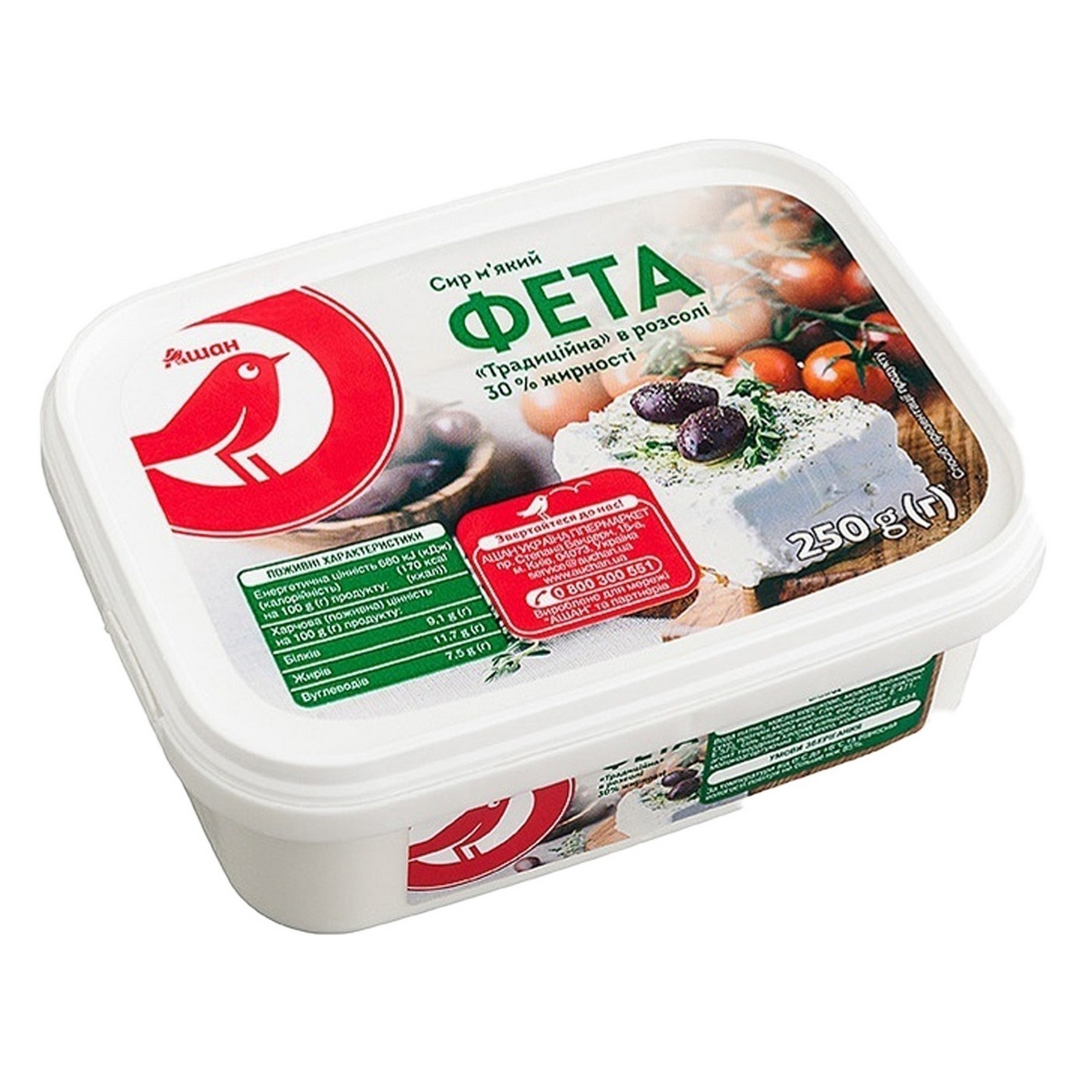 

Сыр Ашан Фета в рассоле 30% 250г