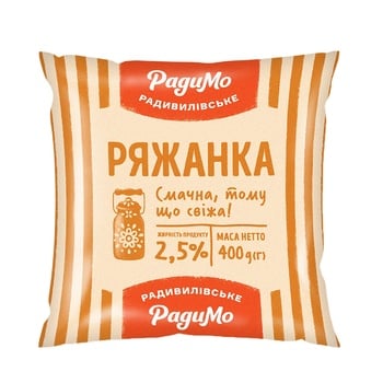 Ряженка РадиМо 2,5% 400г - купить, цены на Auchan - фото 1