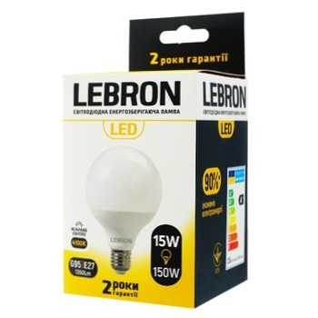 Лампа Lebron светодиодная G95 15W Е27 4100K - купить, цены на Auchan - фото 1