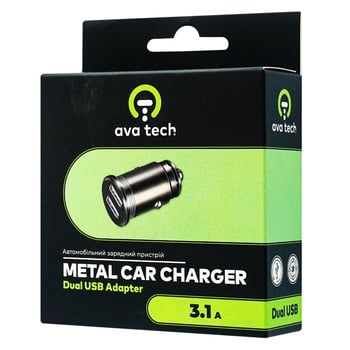 Зарядний пристрій Ava Tech 3.1A Dual USB автомобільний - купити, ціни на Auchan - фото 1