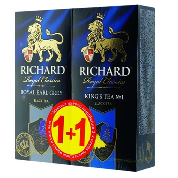 Richard Royal Earl Gray 25pcs + King's Tea №1 Black Tea 25pcs - buy, prices for - photo 1