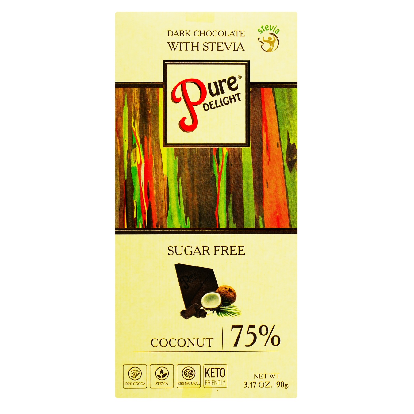 

Шоколад Pure Delight черный с кокосом без сахара 90г
