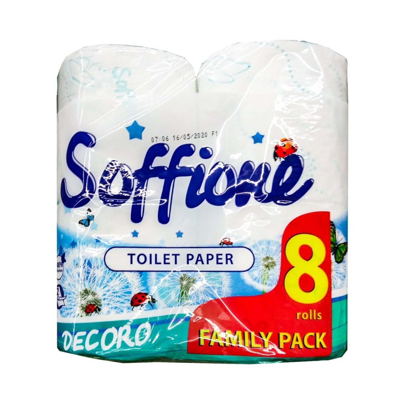 

Туалетная бумага Soffione Decoro Family pack двухслойная 8шт