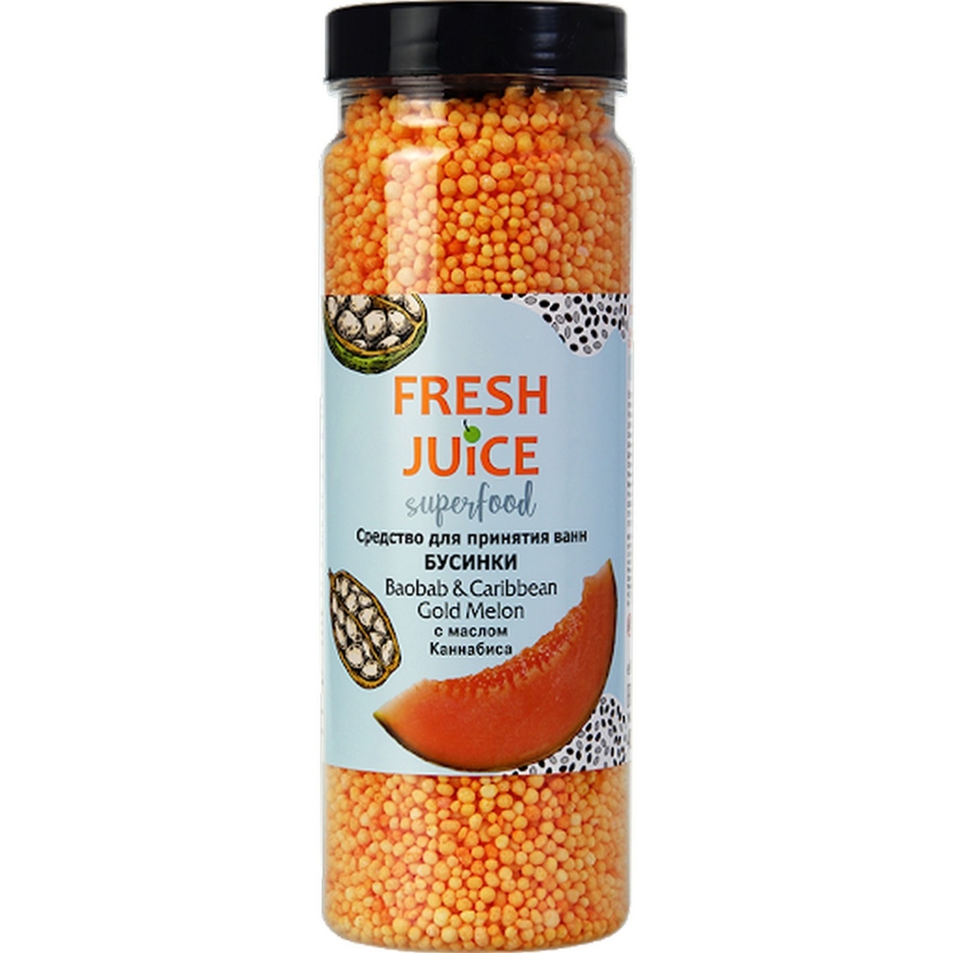 

Средство для ванн Fresh Juice Superfood Бусинки Баобаб и Карибская золотая дыня 450г