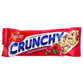 Батончик Sante Crunchy мюсли с клюквой и малиной 40г - купить, цены на Auchan - фото 1