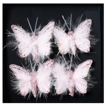 Decoris Pink Butterfly Decoration on Clip 5cm 4pcs - buy, prices for METRO - photo 2