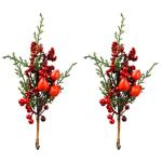 Everlands Red Berries Decorative Clip 5x7x25cm 2 pcs
