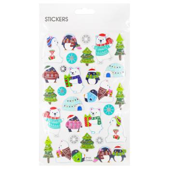 Наліпки новорічні 4 дизайна 14*25 см арт. P123 5985 И882 - купити, ціни на КОСМОС - фото 2