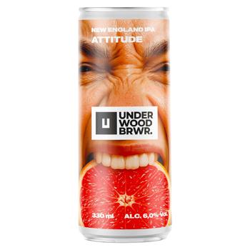 Пиво Under Wood BRWR. Attitude світле 0,33л. ж/б - купить, цены на Grono - фото 1