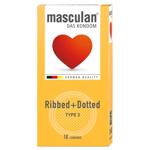 Masculan Type 3 Ribbed+Dotted Condoms 10pcs