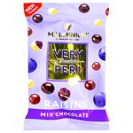 Millennium Very Peri Raisins Dragee in Black White and Milk Chocolate 100g