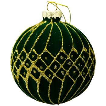 Прикраса скляна Chomik Зелена велюр 8см ромби - купить, цены на МегаМаркет - фото 1