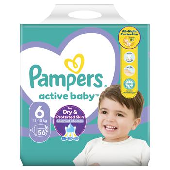 Подгузники Pampers Active Baby размер 6 Extra Large 13-18кг 56шт - купить, цены на За Раз - фото 2