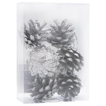 Прикраси ялинкові Набір шишок натуральних срібні 6шт - купити, ціни на КОСМОС - фото 3