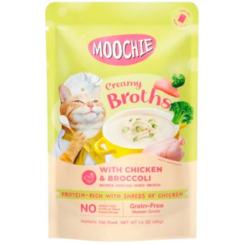 Корм вологий Moochie Сreamy Broths з куркою та броколі для котів 40г - купити, ціни на MasterZoo - фото 1