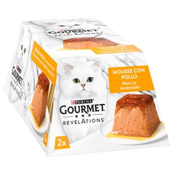Корм вологий Gourmet Revelations Мус з куркою та підливкою для дорослих котів 57г х 2шт