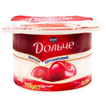 Йогурт Дольче Вишня двухслойный 3,2% 115г - купить, цены на Идеал - фото 1