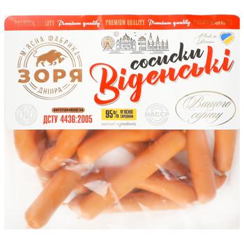 Сосиски Зоря Дніпра Віденські варені вищий сорт - купити, ціни на Чудо Маркет - фото 1