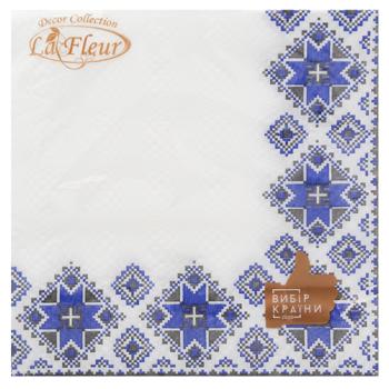 La Fleur Blue Embroidery 2-Ply Napkins 33х33cm 16pcs - buy, prices for NOVUS - photo 1