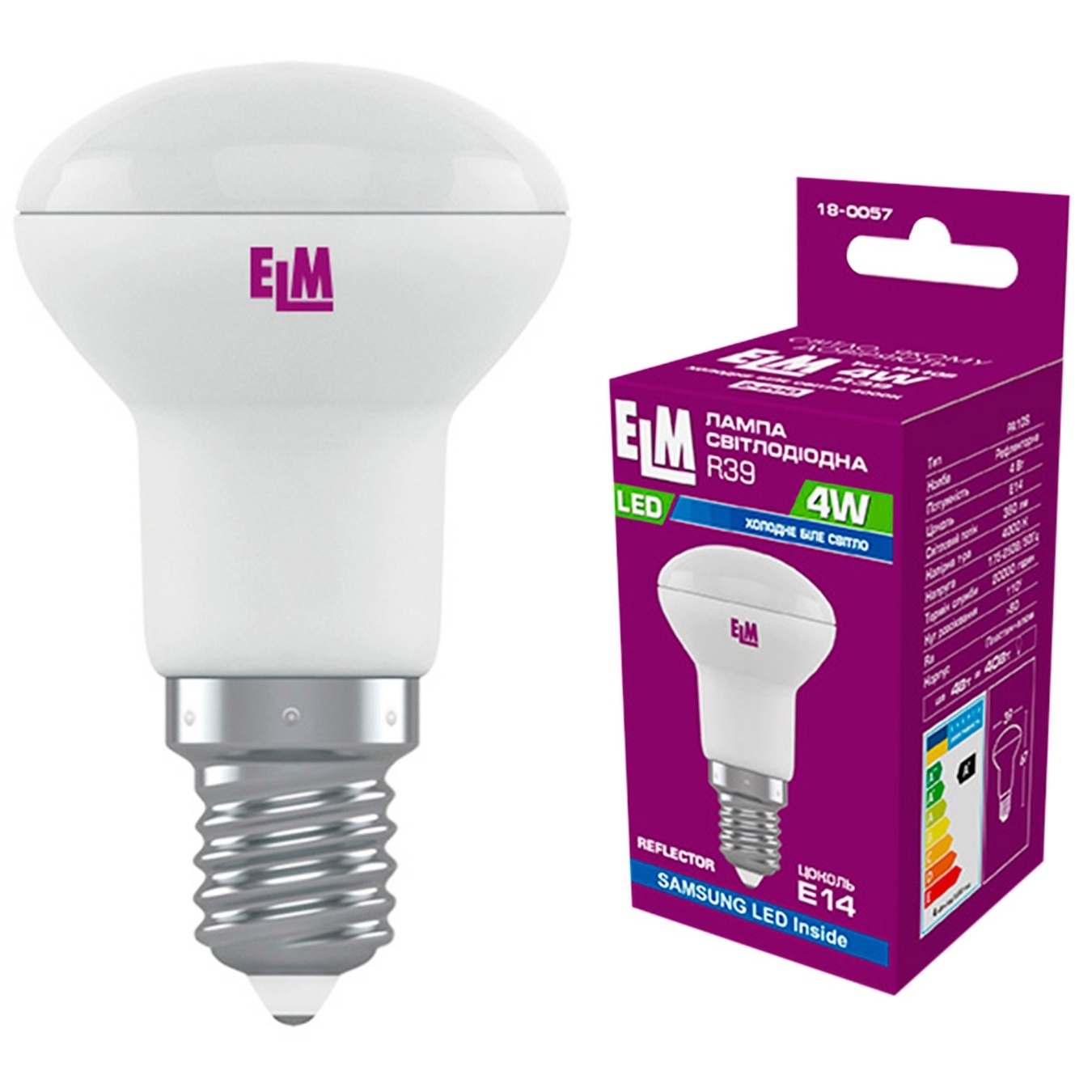 

Лампа ELM Led R39 4W PA10 E14 4000 18-0057
