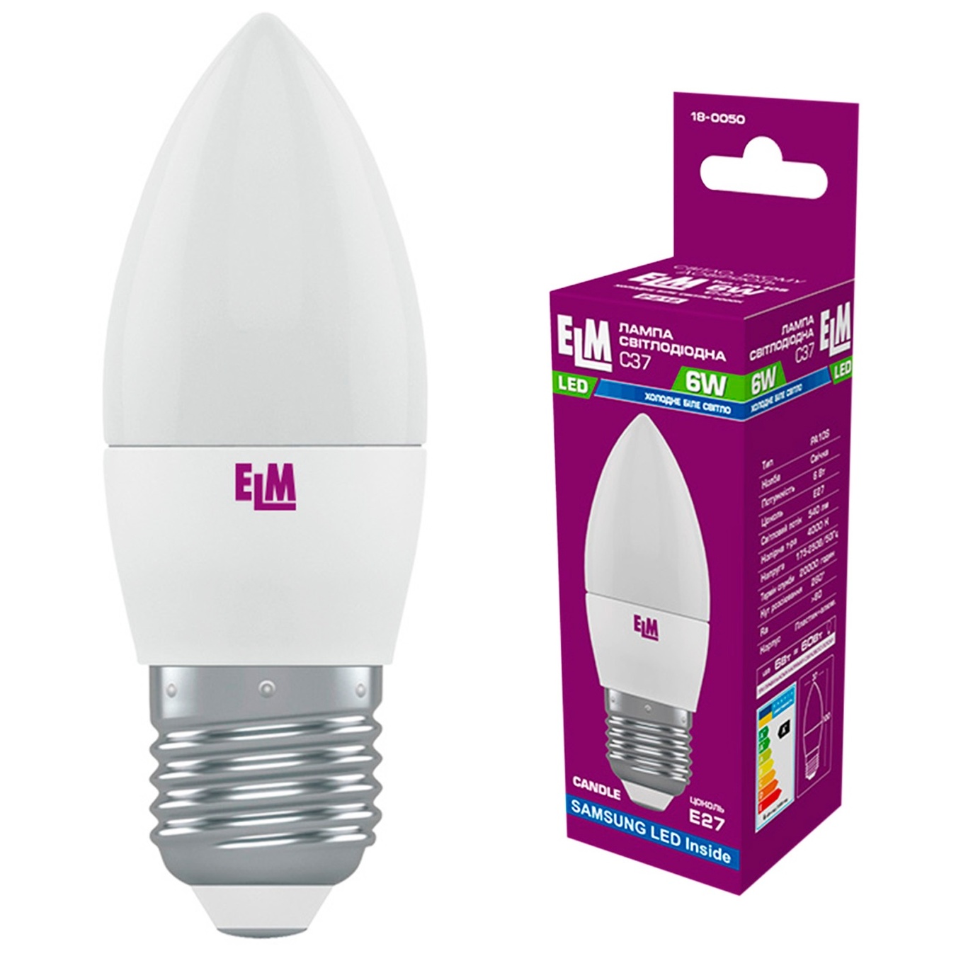 

Лампа ELM Led свеча 6W PA10 E27 4000 18-0050