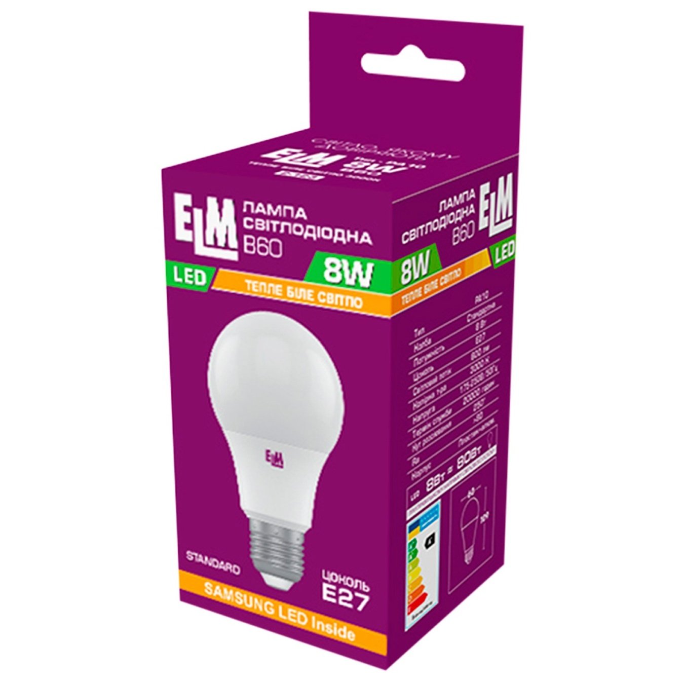 

Лампа ELM LED B60 8W PA10S E27 3000 18-0185