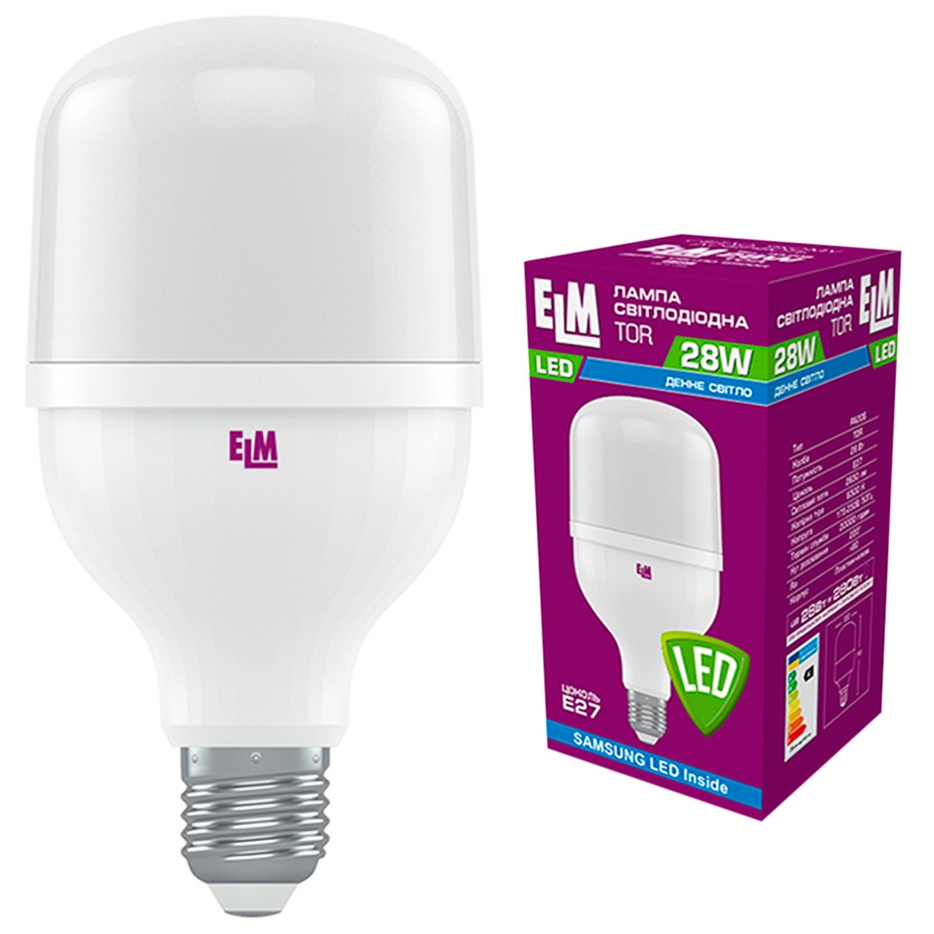 

Лампа ELM Led TOR 28W PA20S E27 6500 18-0189