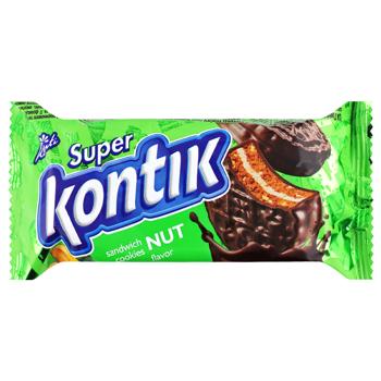 Konti Super Kontik Sandwich Cookies with Nut Flavor in Glaze 90g - buy, prices for Chudo Market - photo 2