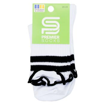 Шкарпетки Premier Socks дитячі високі з рюшем р.20-22 білий зі смужками - купити, ціни на ЕКО Маркет - фото 1