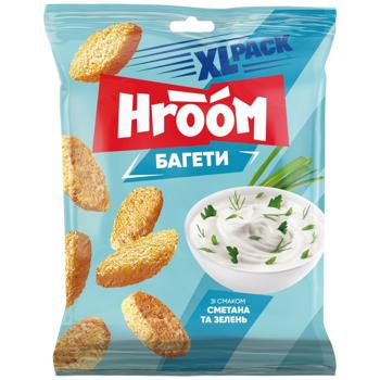 Сухарики Hroom! багетные со вкусом Сметана с зеленью 100г - купить, цены на - фото 1