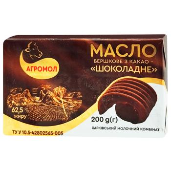 Масло Агромол шоколадное сливочное из какао 62,5% 180г