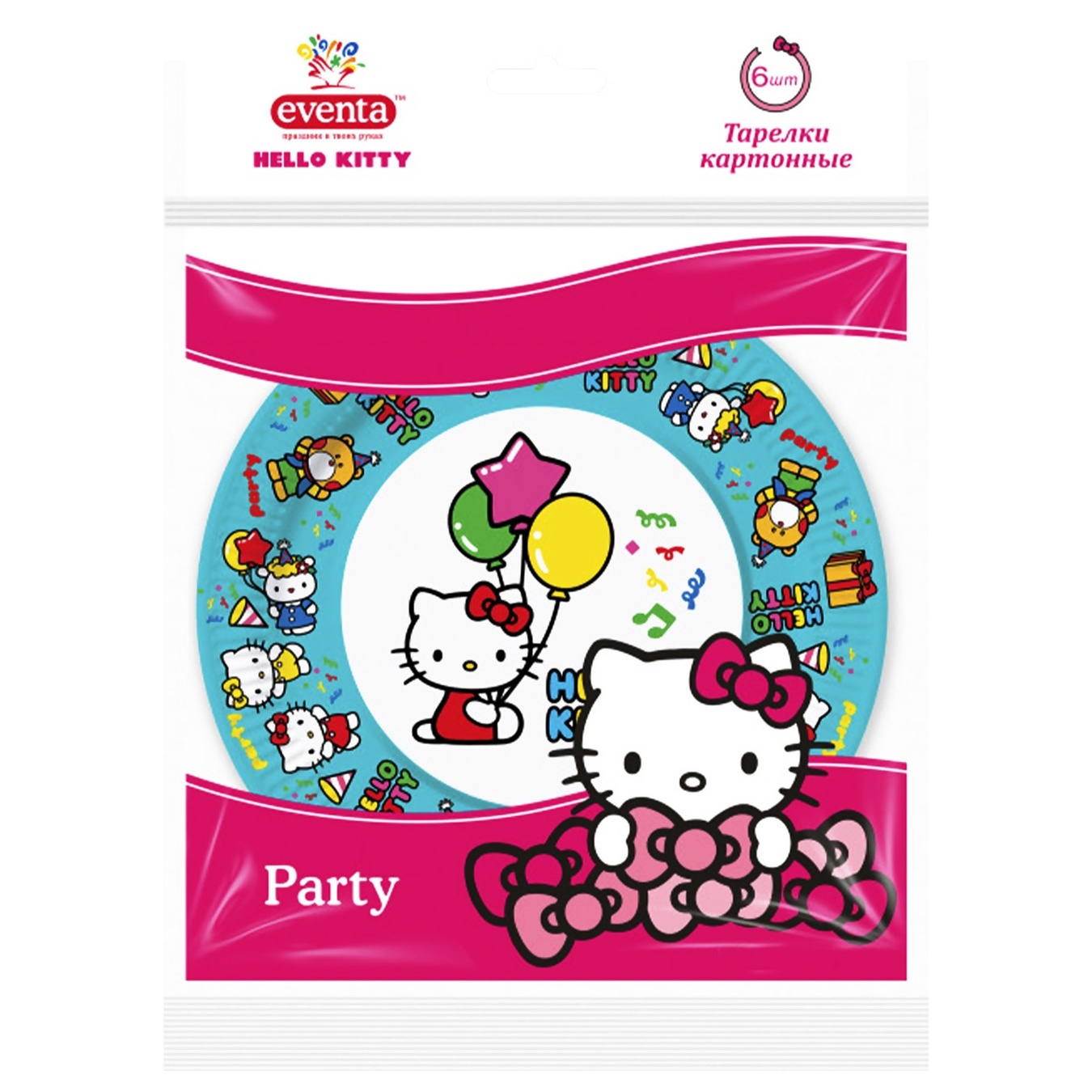 

Тарелки бумажные Eventa hello kitty 6шт*18см