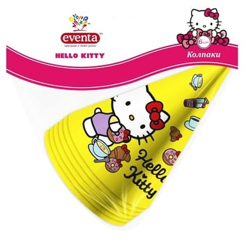 Ковпаки паперові Eventa Hello Kitty D13см 6шт - купити, ціни на МегаМаркет - фото 1