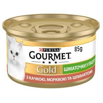 Корм влажный Gourmet Gold с уткой, морковью и шпинатом для взрослых кошек 85г - купить, цены на MasterZoo - фото 2