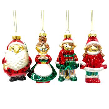 Actuel New Year's Character Glass Christmas Tree Decoration 10-11cm in assortment