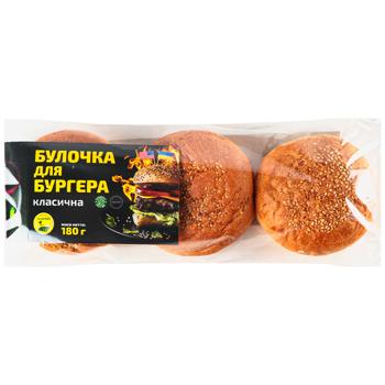 Булочка ЗОЛОТИЙ ДАР для бургера, класична /3шт/уп/ 180г - купить, цены на Торба - фото 1