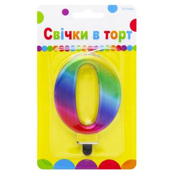 Party Favors Digit 0 Colored Cake Candle 9cm - buy, prices for NOVUS - photo 1