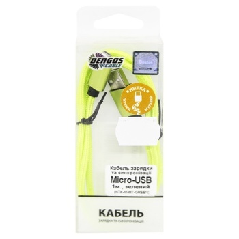 Кабель Dengos Micro-USB зарядки та синхронізації зелений 1м - купити, ціни на - фото 1