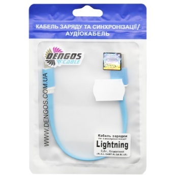 Кабель Dengos Lightning зарядки и синхронизации голубой 0,2м - купить, цены на - фото 1