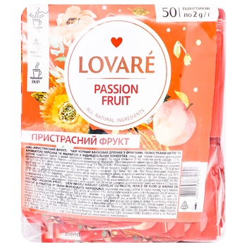 Чай черный Lovare маракуйя 2г*50шт - купить, цены на Auchan - фото 1