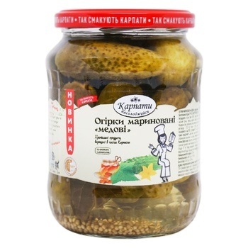 Karpaty Nasolodzhuysya Honey Marinated Cucumbers 680g - buy, prices for Auchan - photo 1