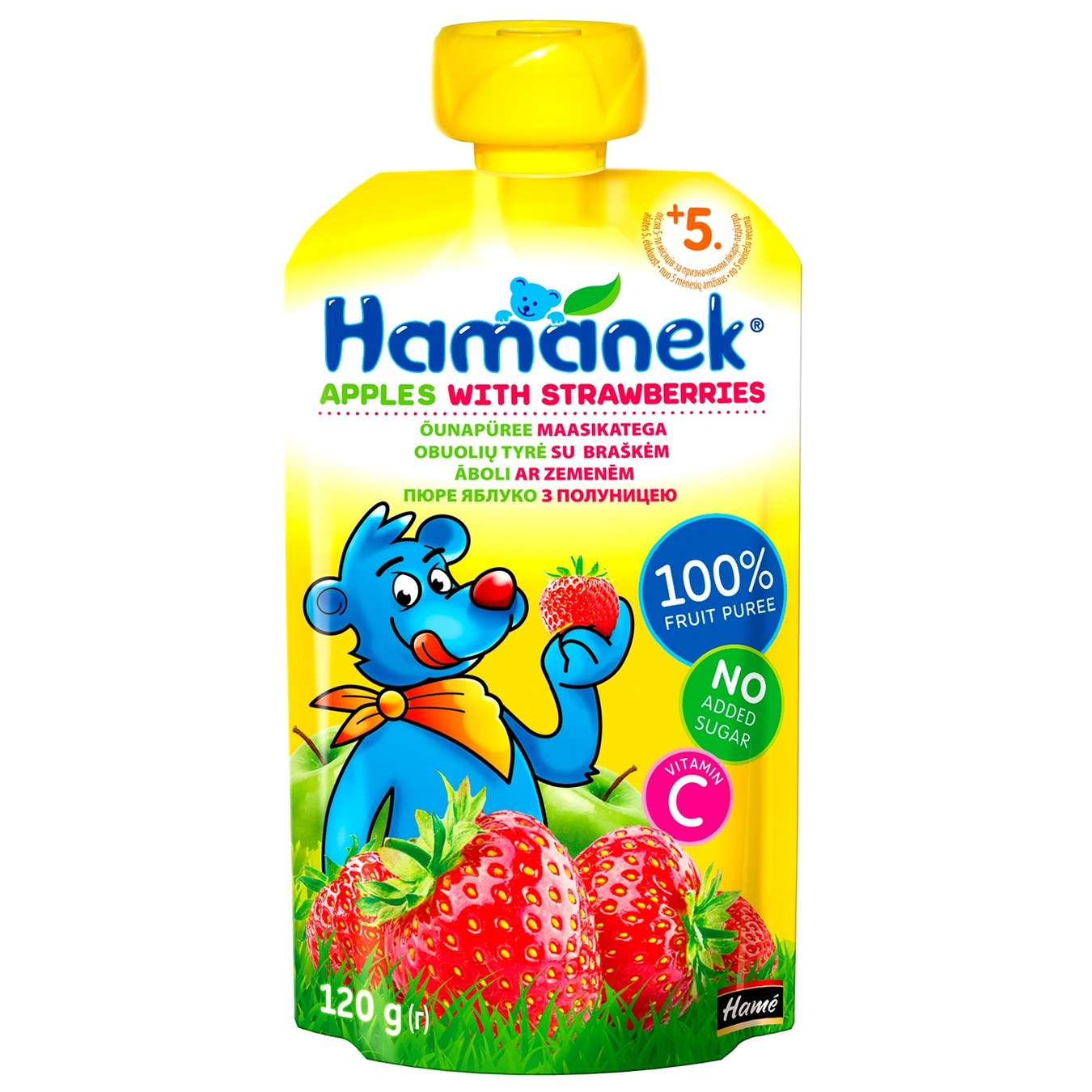 

Пюре Hamanek яблоко с клубникой 120г