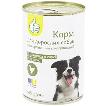 Auchan Wet Food with Chicken for Adult Dogs 415g - buy, prices for Auchan - photo 1