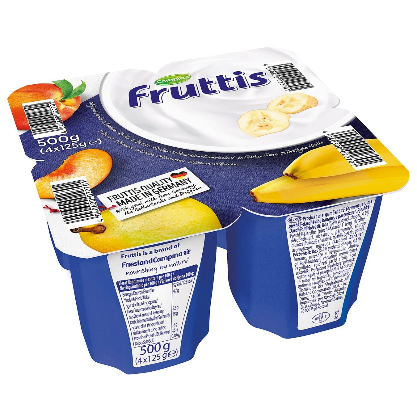 

Продукт йогуртовый Fruttis Сливочное наслаждение 5,8% Персик-Груша-Банан 4х125г