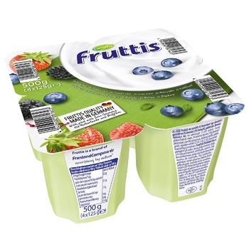 Продукт йогуртовый Fruttis Легкий 0,2% Черника-Лесные ягоды 4х125г - купить, цены на METRO - фото 1