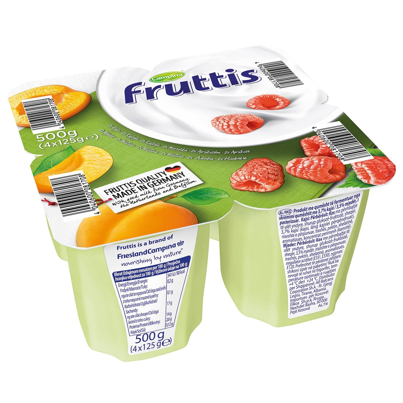 

Продукт йогуртовый Fruttis Легкий 0,2% Абрикос-Малина 4х125г