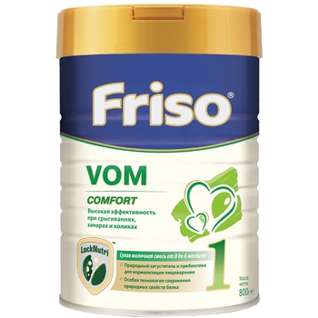 Суха молочна суміш Friso VOM 1 COMFORT для дітей від 0 до 6 місяців зі зригуваннями кольками і закрепами 800г